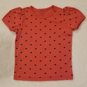 George Red Tee with Black Heart Pattern